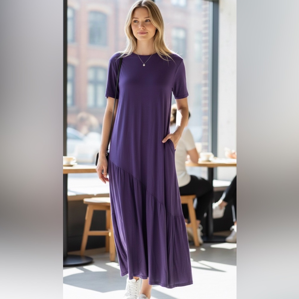 Source Unknown Vibrant Purple Asymmetrical Dress